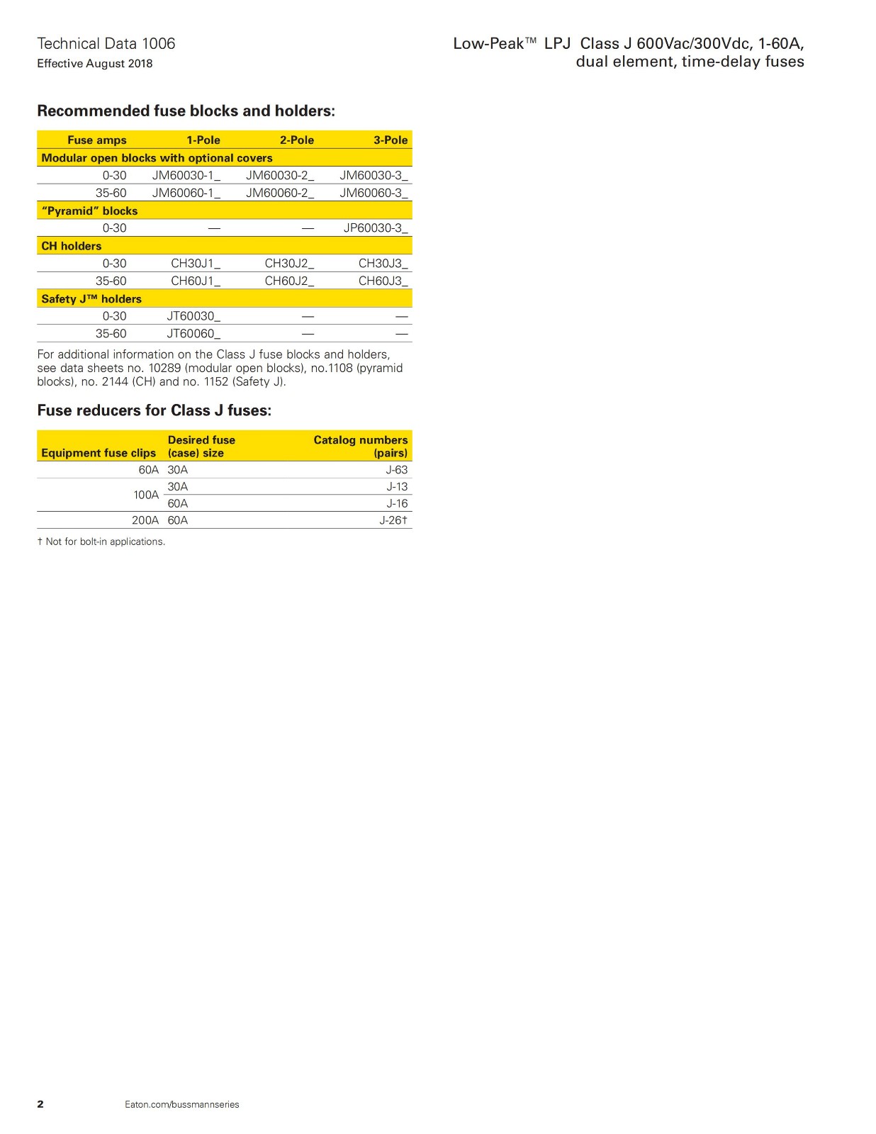 LPJ系列美標(biāo)熔斷器參數(shù) LPJ系列美標(biāo)熔斷器參數(shù)